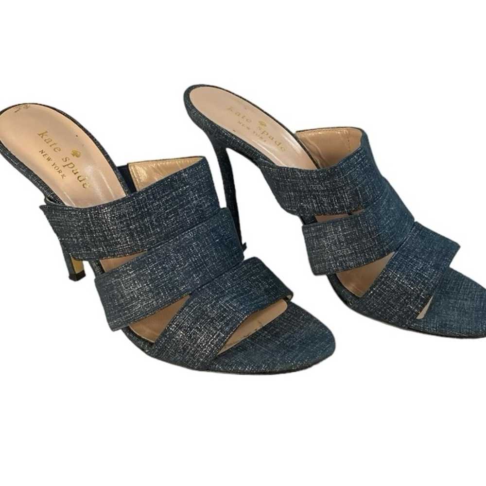 Kate Spade 7.5 Fission Denim Heeled Sandals - image 2