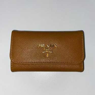 Authentic Prada Brown Leather Key Holder