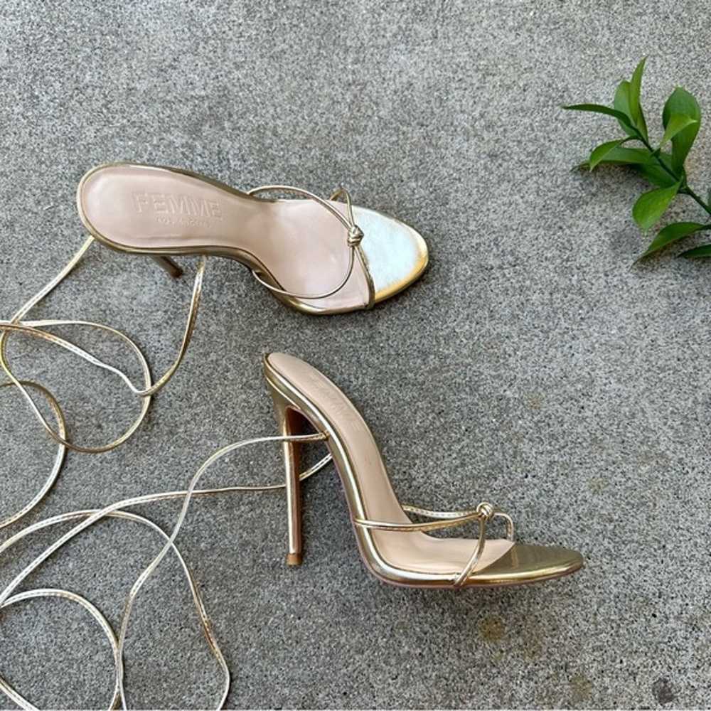 FEMME LA Athens Lace Up Heels in Golden 36 - image 2