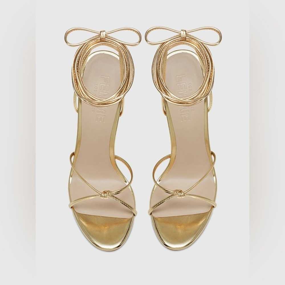 FEMME LA Athens Lace Up Heels in Golden 36 - image 3