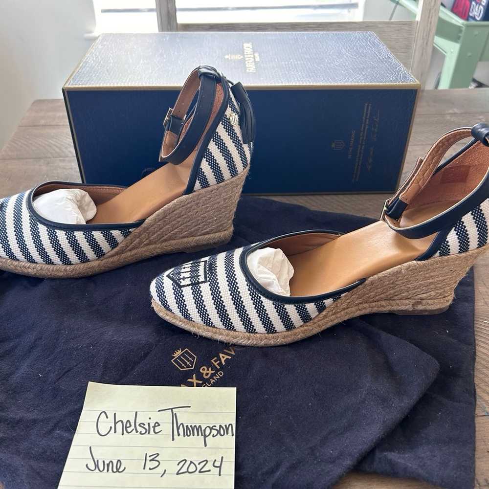 Navy Strip Monaco Wedges Fairfax & Favor sz 40 - image 2