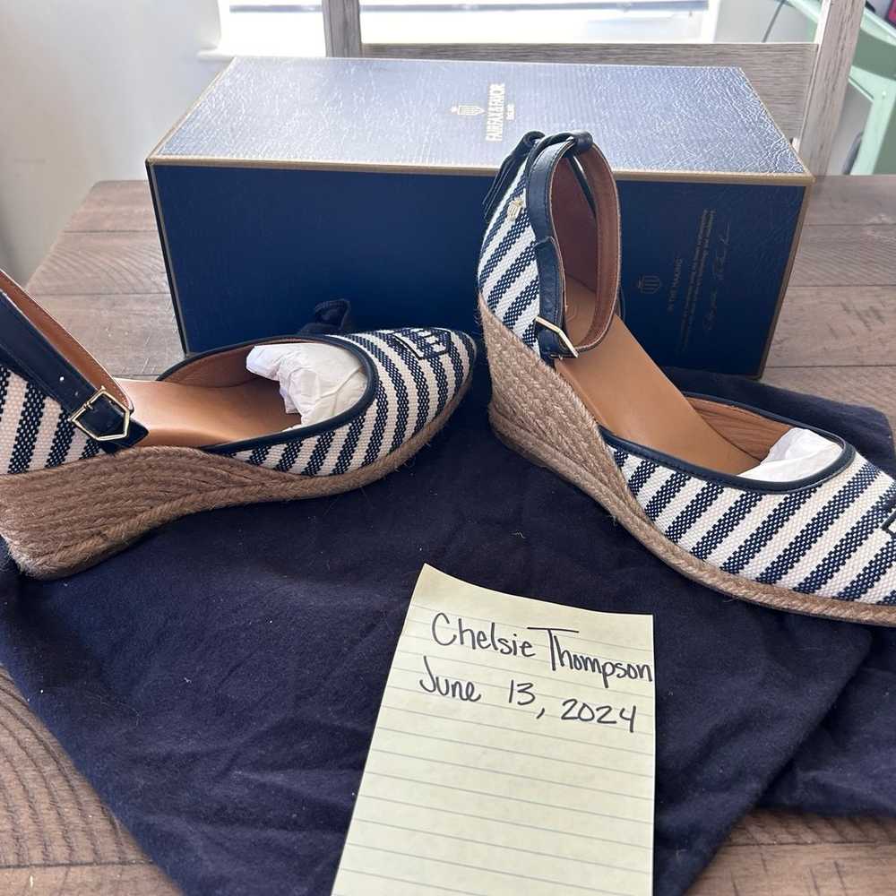 Navy Strip Monaco Wedges Fairfax & Favor sz 40 - image 3