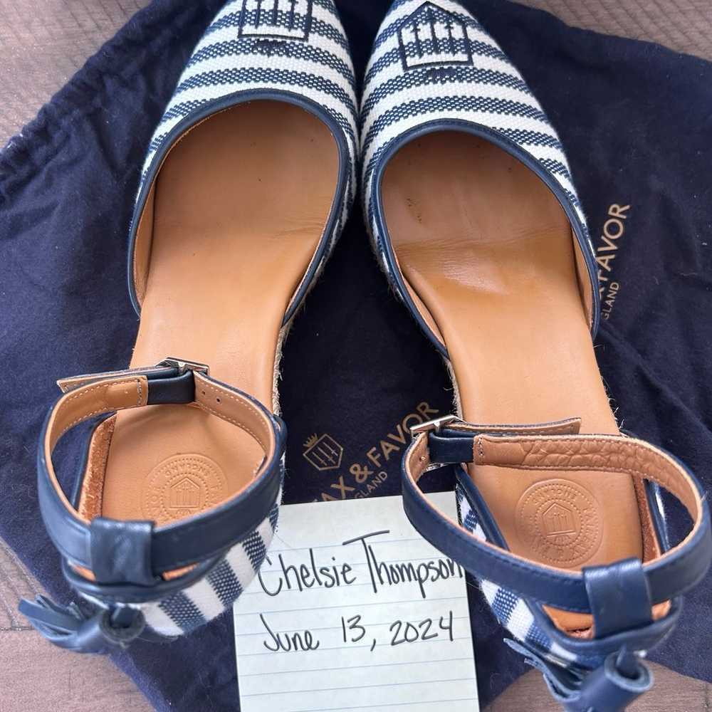 Navy Strip Monaco Wedges Fairfax & Favor sz 40 - image 4