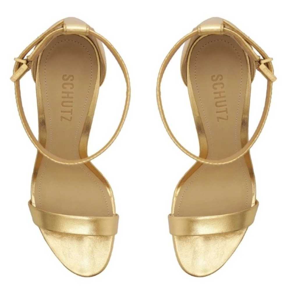 SCHUTZ Ouro Claro Orch Cadey Lee Ankle Strap Sand… - image 2