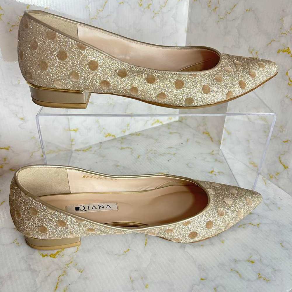 DIANA/Diana ✨ Beautiful Polka Dot Flat Pumps Gold… - image 3