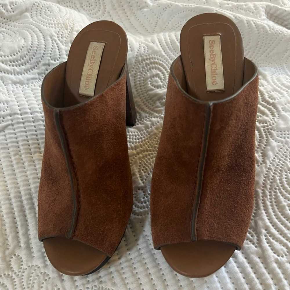 See by Chloe brown sued mules size 36 1/2 - image 3