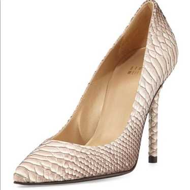 Stuart Weitzman Nouveau Python-Print Pump, Taupe, 