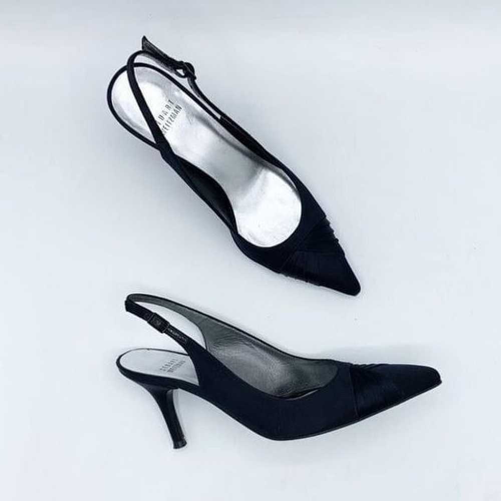 Stuart Weitzman Navy Blue Satin Sling-Back Formal… - image 10