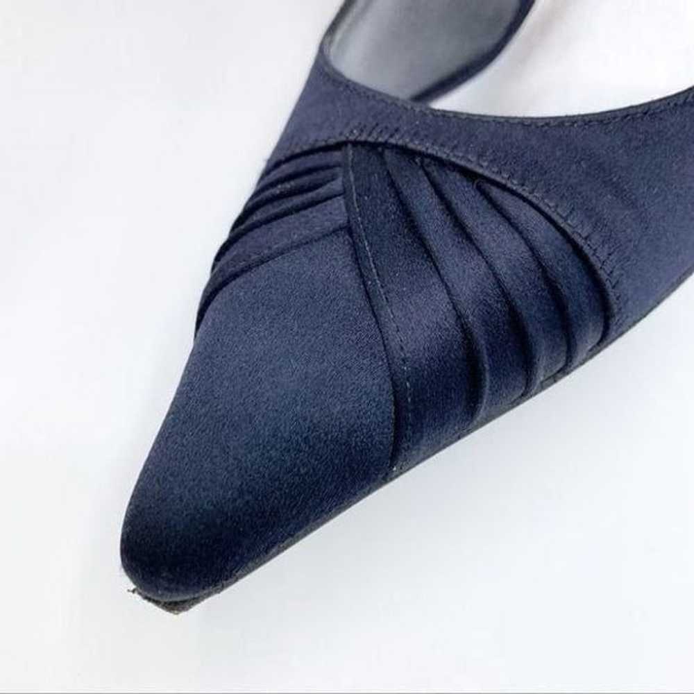 Stuart Weitzman Navy Blue Satin Sling-Back Formal… - image 3