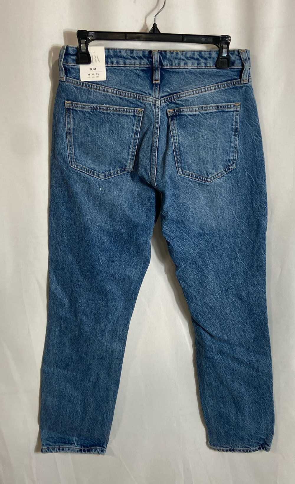 NWT Zara Womens Blue Cotton Slim Medium Wash Deni… - image 2