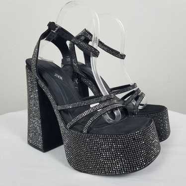 Zara Black Rhinestone Studded Platform Retro Y2K S