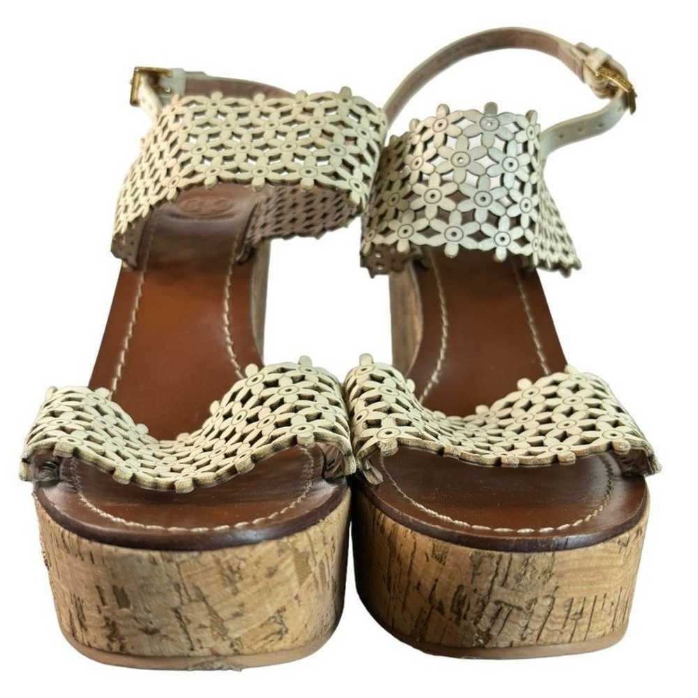 Tory Burch Women's Cork Sandals Wedge Ivory Perfo… - image 8