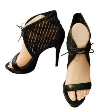 Pour la Victoire Black Stilleto Caged Heel Platfor