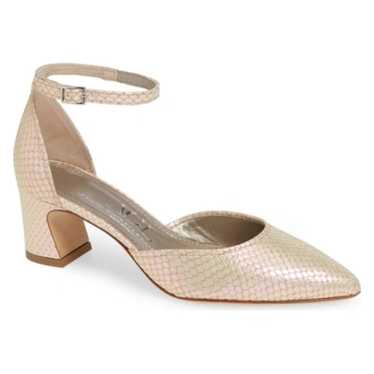 AGL D'Orsay Pink Pearlescent Snakeskin Ankle Stra… - image 1