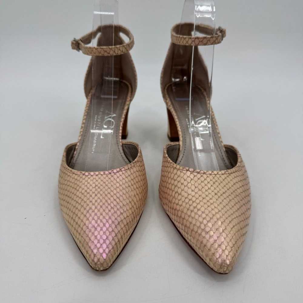 AGL D'Orsay Pink Pearlescent Snakeskin Ankle Stra… - image 4