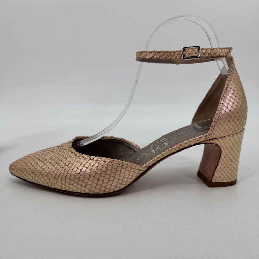 AGL D'Orsay Pink Pearlescent Snakeskin Ankle Stra… - image 6