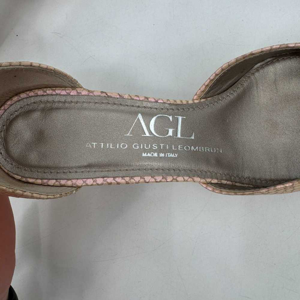 AGL D'Orsay Pink Pearlescent Snakeskin Ankle Stra… - image 8