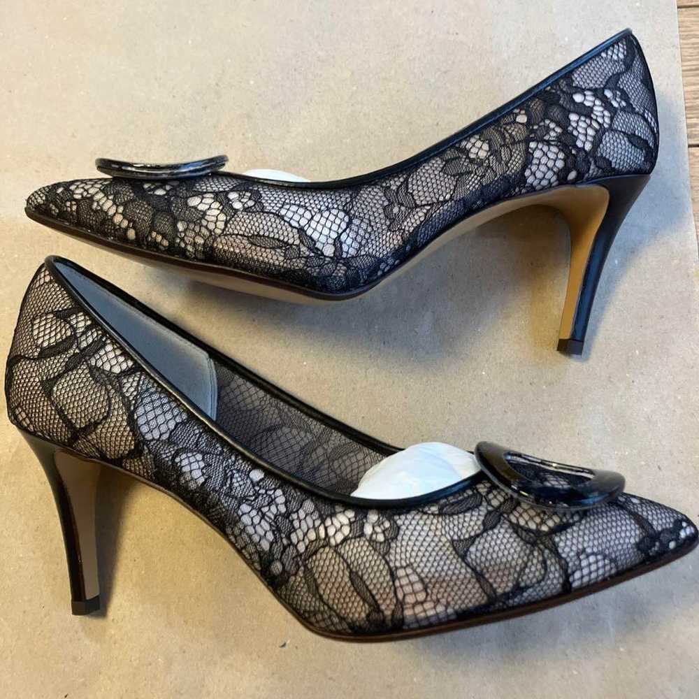 DIANA Black Lace High Heel Pumps Approximately 8c… - image 2