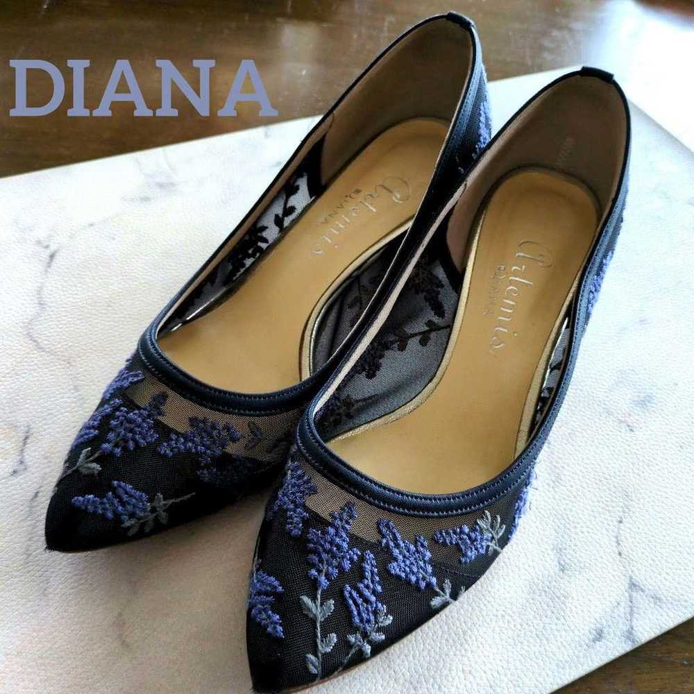 DIANA Lavender Embroidered Lace Pumps Navy 23.5cm - image 1