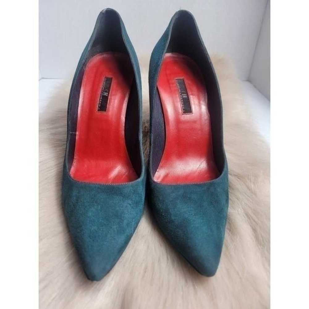 Carolina Herrera Pointed Toe Green Suede Pumpl Sh… - image 2