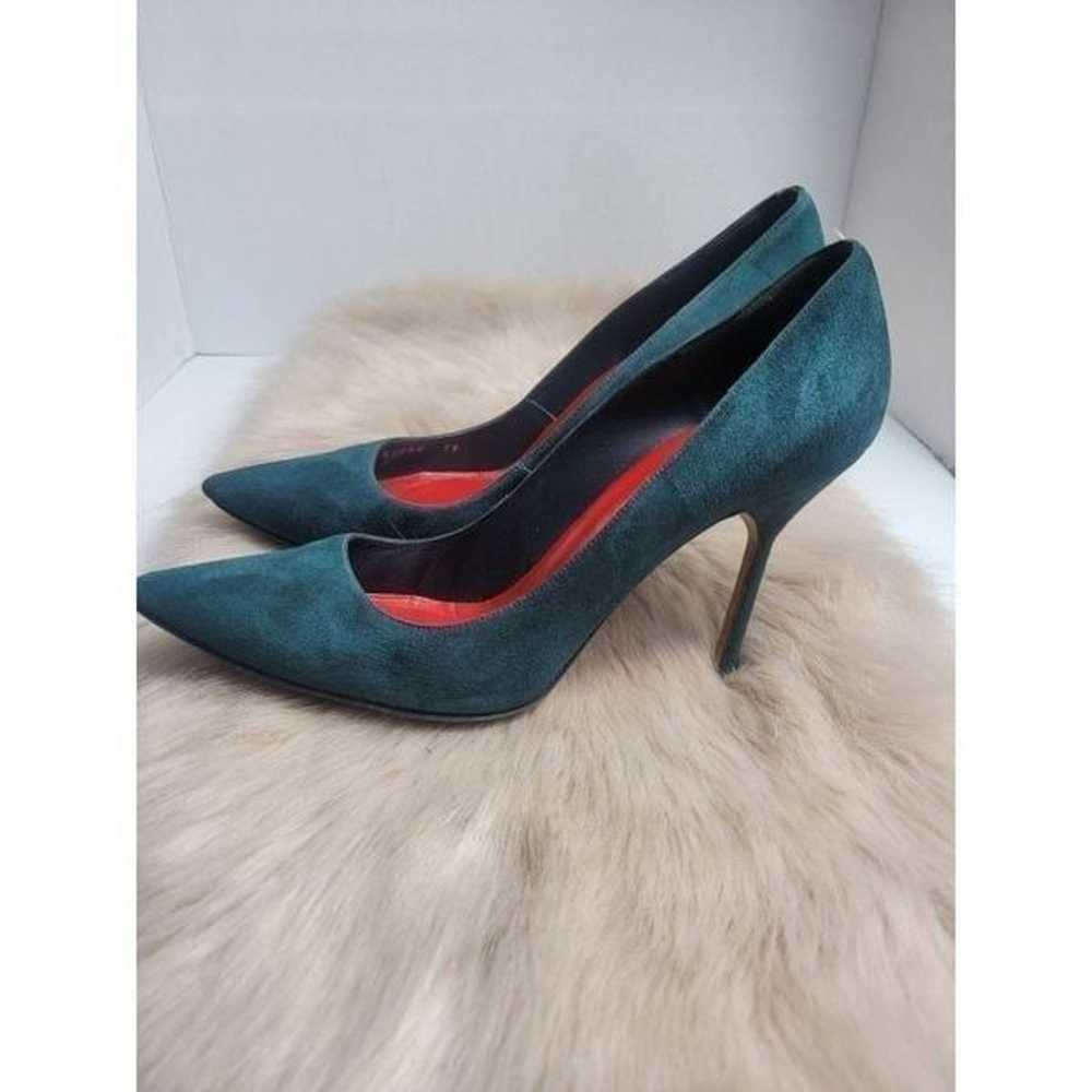 Carolina Herrera Pointed Toe Green Suede Pumpl Sh… - image 3