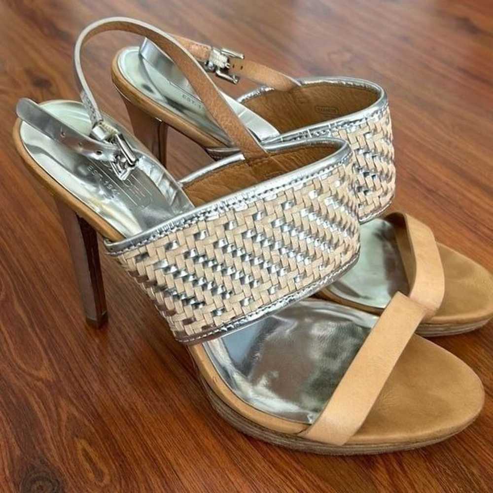 Coach silver and beige platform heels size 9 bask… - image 1