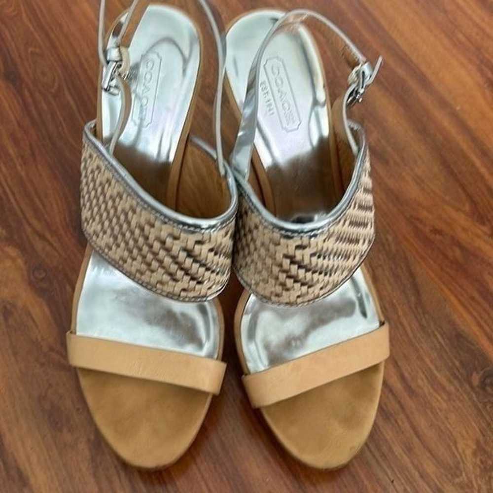 Coach silver and beige platform heels size 9 bask… - image 3