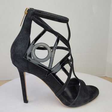 Tamara Mellon Black Suede Love Strappy Stiletto Hi