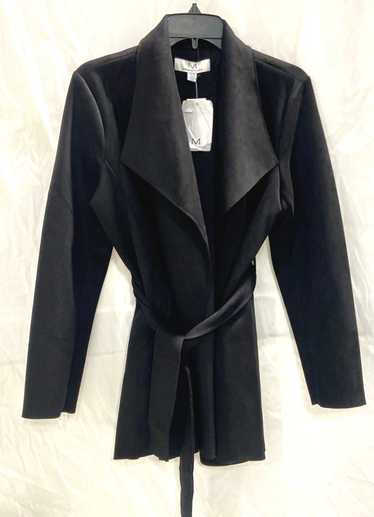 NWT Magaschoni Womens Black Faux Leather Long Slee