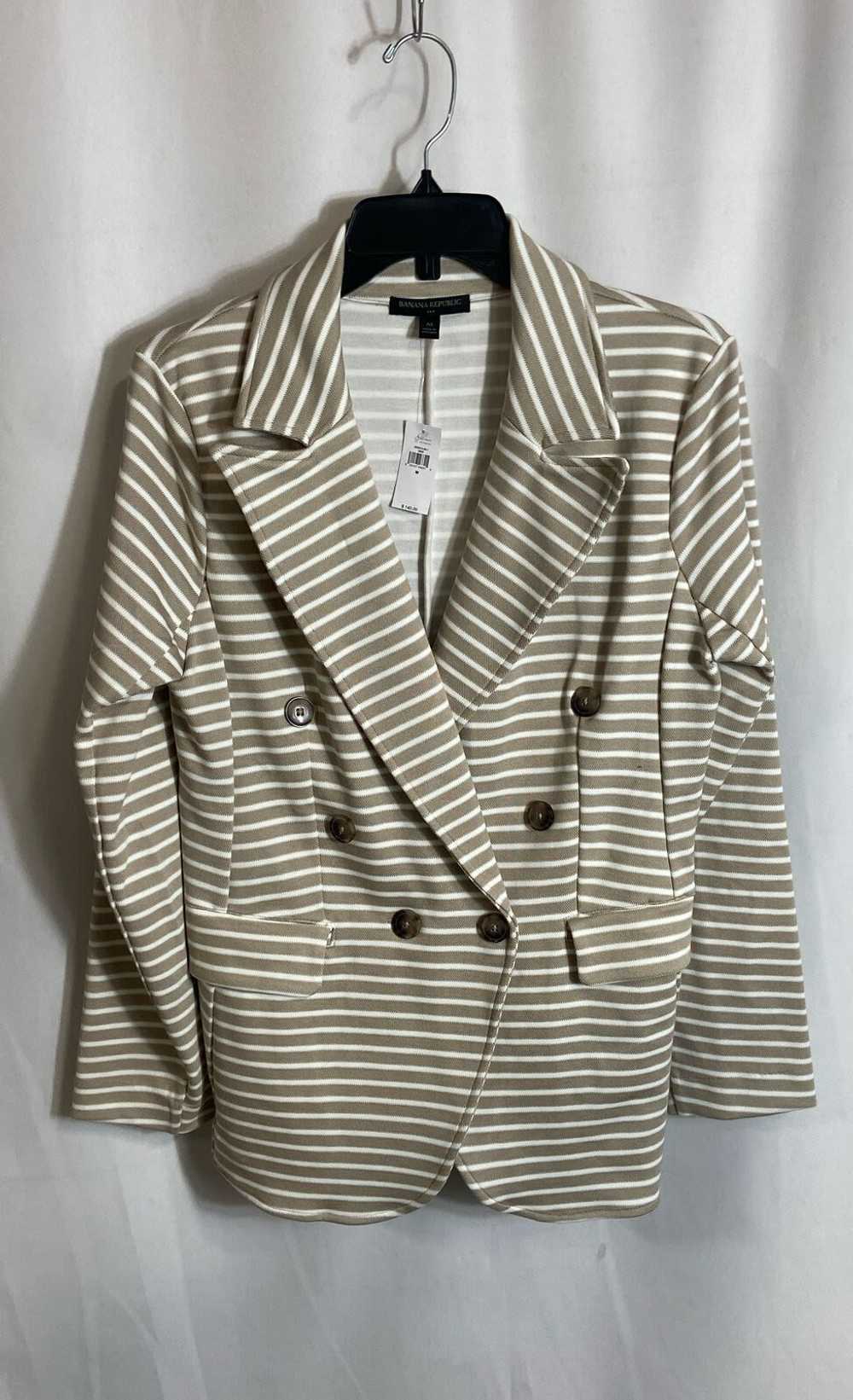 NWT Banana Republic Womens Tan White Striped Doub… - image 1