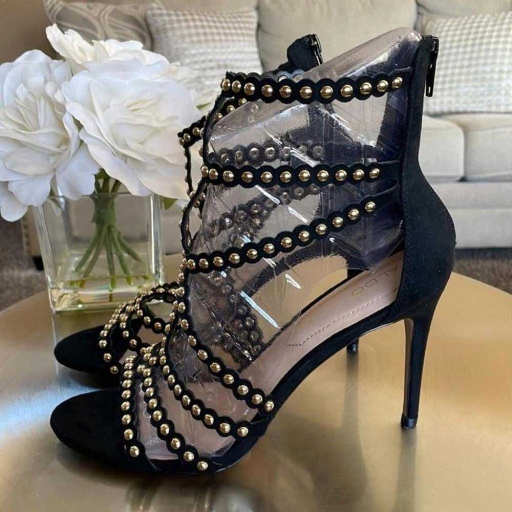 Aldo Womens Strappy Open Toe High Heels Black Siz… - image 4