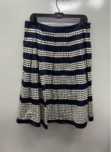 Talbots Women Navy Blue/white Pleated Skirt Sz 12 