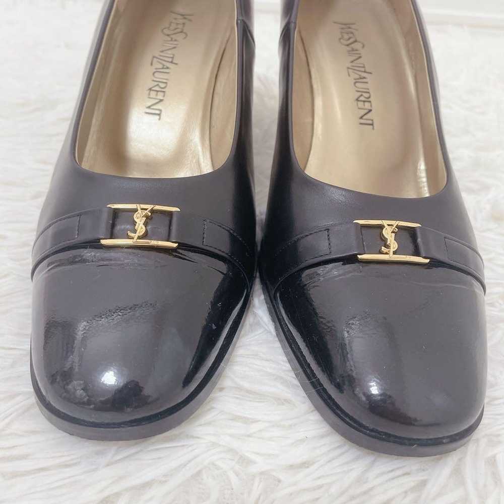 YVES SAINT LAURENT logo leather pumps black 24cm - image 2