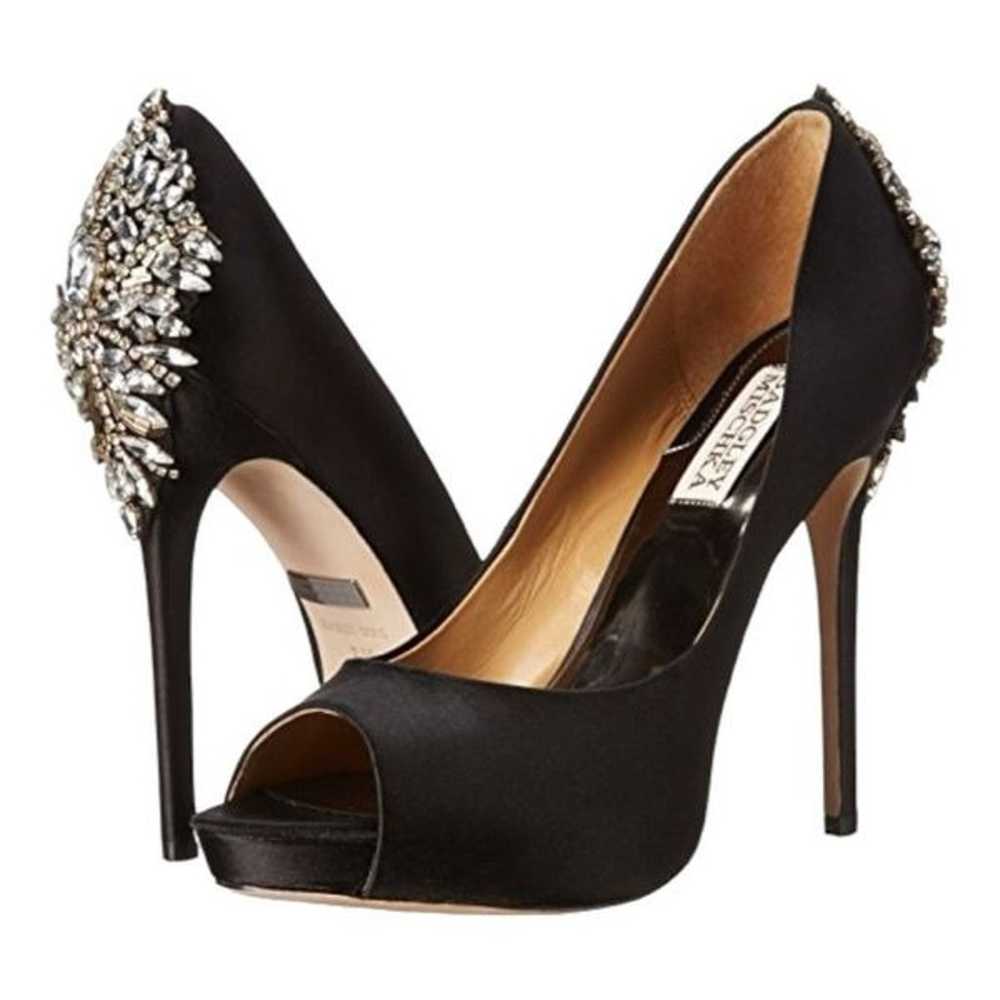 Badgley Mischka Black Kiara Embellished Peep Toe … - image 11