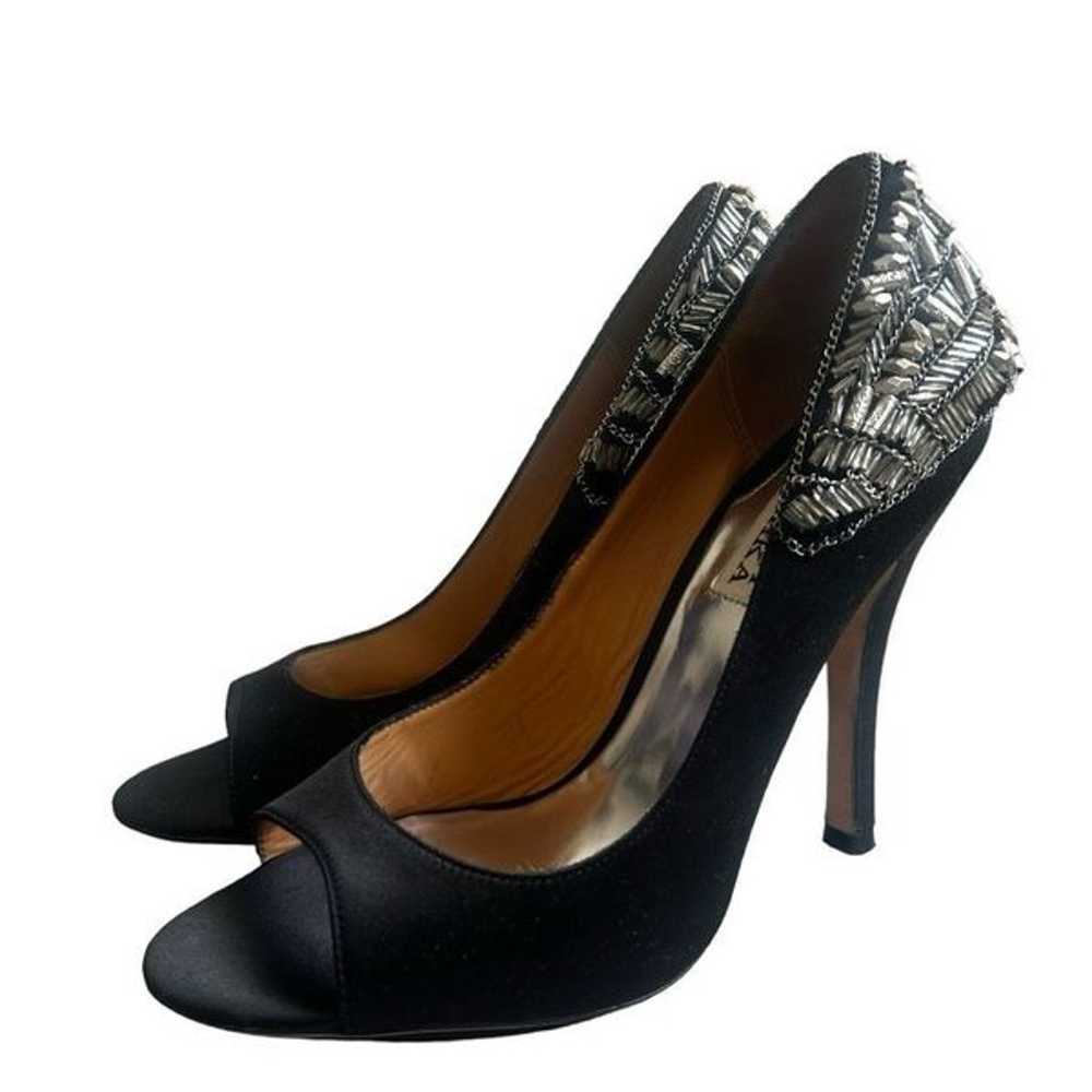 Badgley Mischka Black Kiara Embellished Peep Toe … - image 1