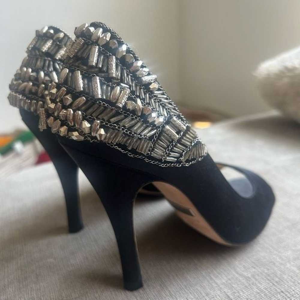 Badgley Mischka Black Kiara Embellished Peep Toe … - image 4