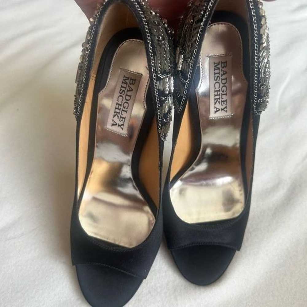 Badgley Mischka Black Kiara Embellished Peep Toe … - image 7