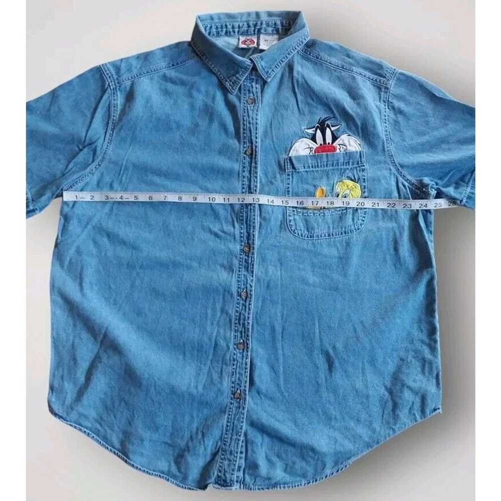 Looney Tunes Vintage 1998 Women's Denim Button-Up… - image 5