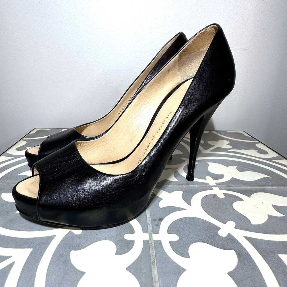 Giuseppe Zanotti Leather Peep Toe Pumps Heels Bla… - image 3