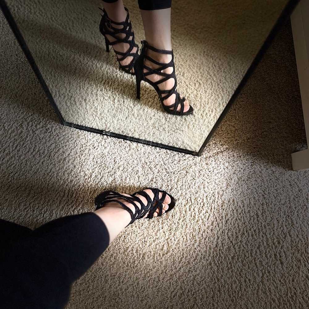 Vince Camuto Black Caviar/Soft Calf Strappy Heels - image 10