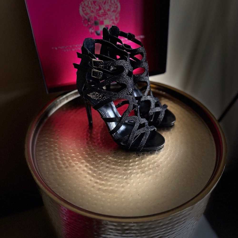 Vince Camuto Black Caviar/Soft Calf Strappy Heels - image 1