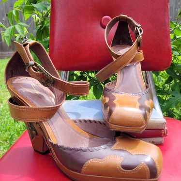 Vince Camuto leather Brazil strappy western wedge 