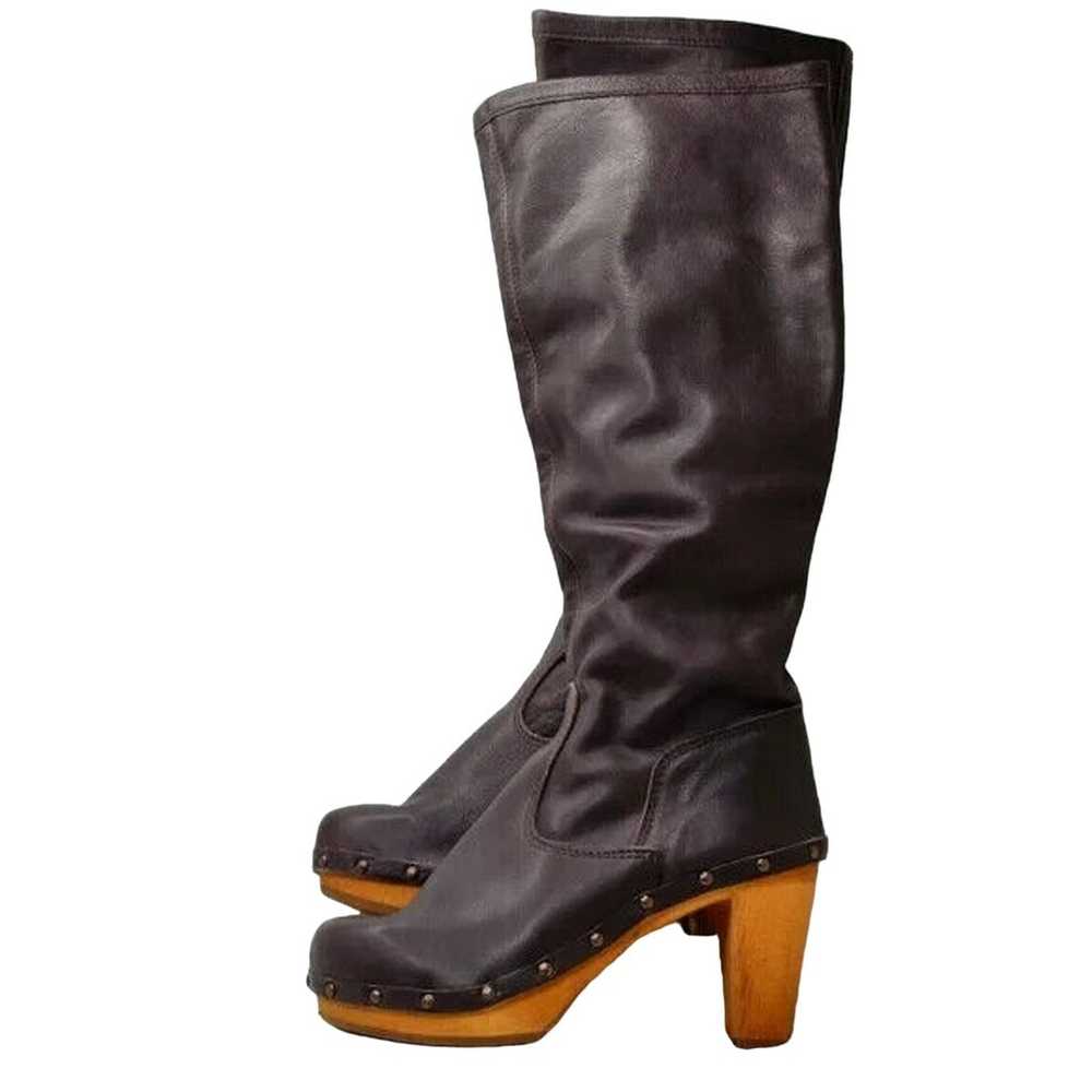 Sanita Womens Brown Leather Pull On Knee High Blo… - image 1