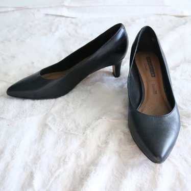 Clarks Black Leather Soft Cushion Heel Shoes