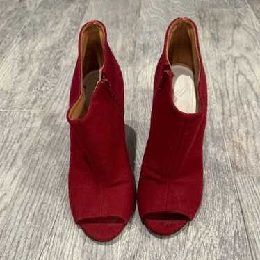 Maison Martin Margiela red felted wool peeptoe bo… - image 1