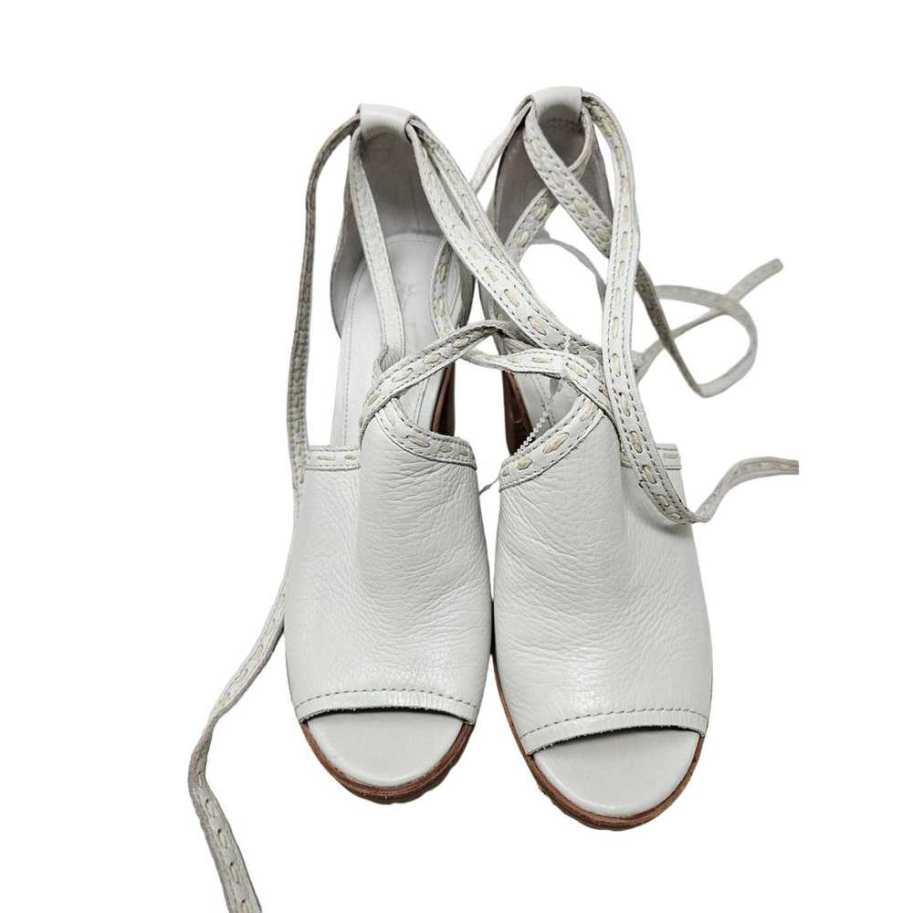 NEW Frye Suzie 8 White Leather Lace Up Open Toe S… - image 3