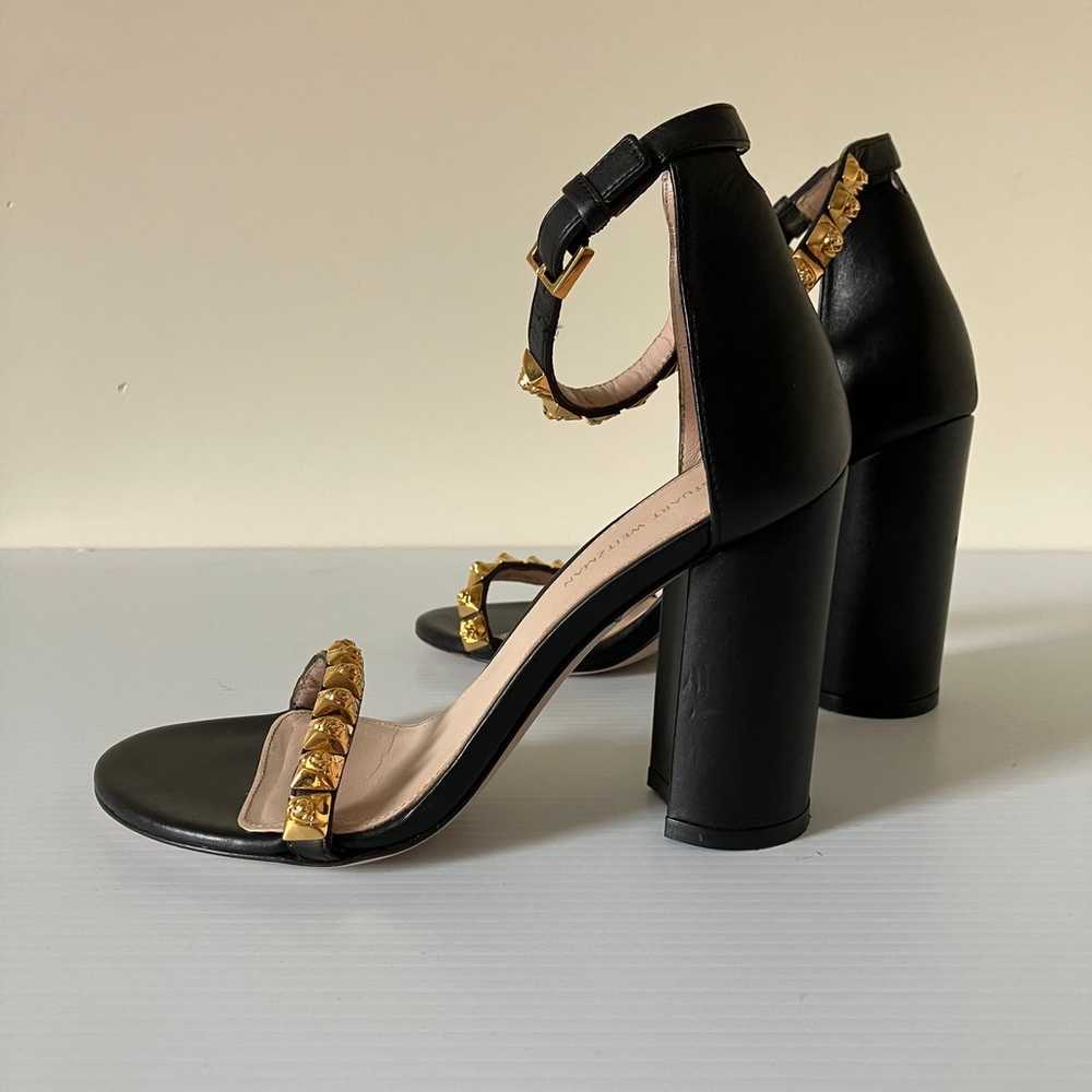 Stuart Weitzman Rosemarie Black Gold Studded Stra… - image 9