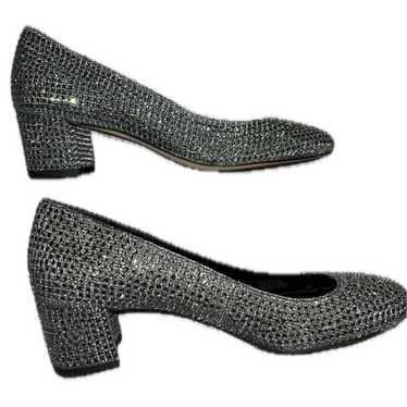 Michael Kors Sz 6.5 M Sparkly Silver On Black Pum… - image 1