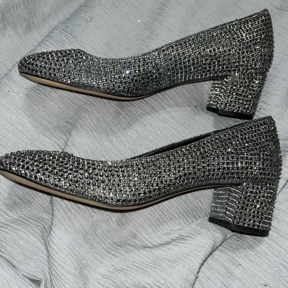 Michael Kors Sz 6.5 M Sparkly Silver On Black Pum… - image 3