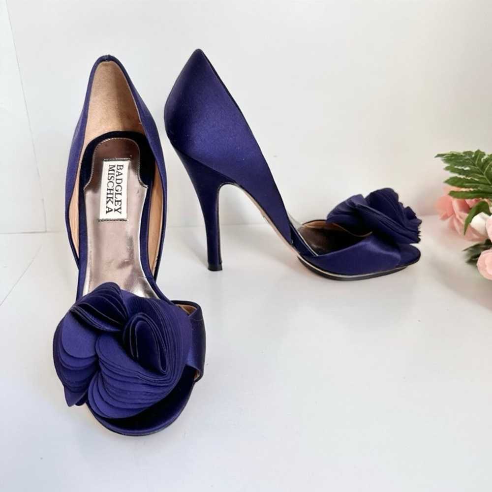 BADGLEY MISCHKA Randall Purple Satin D’Orsay Peep… - image 12